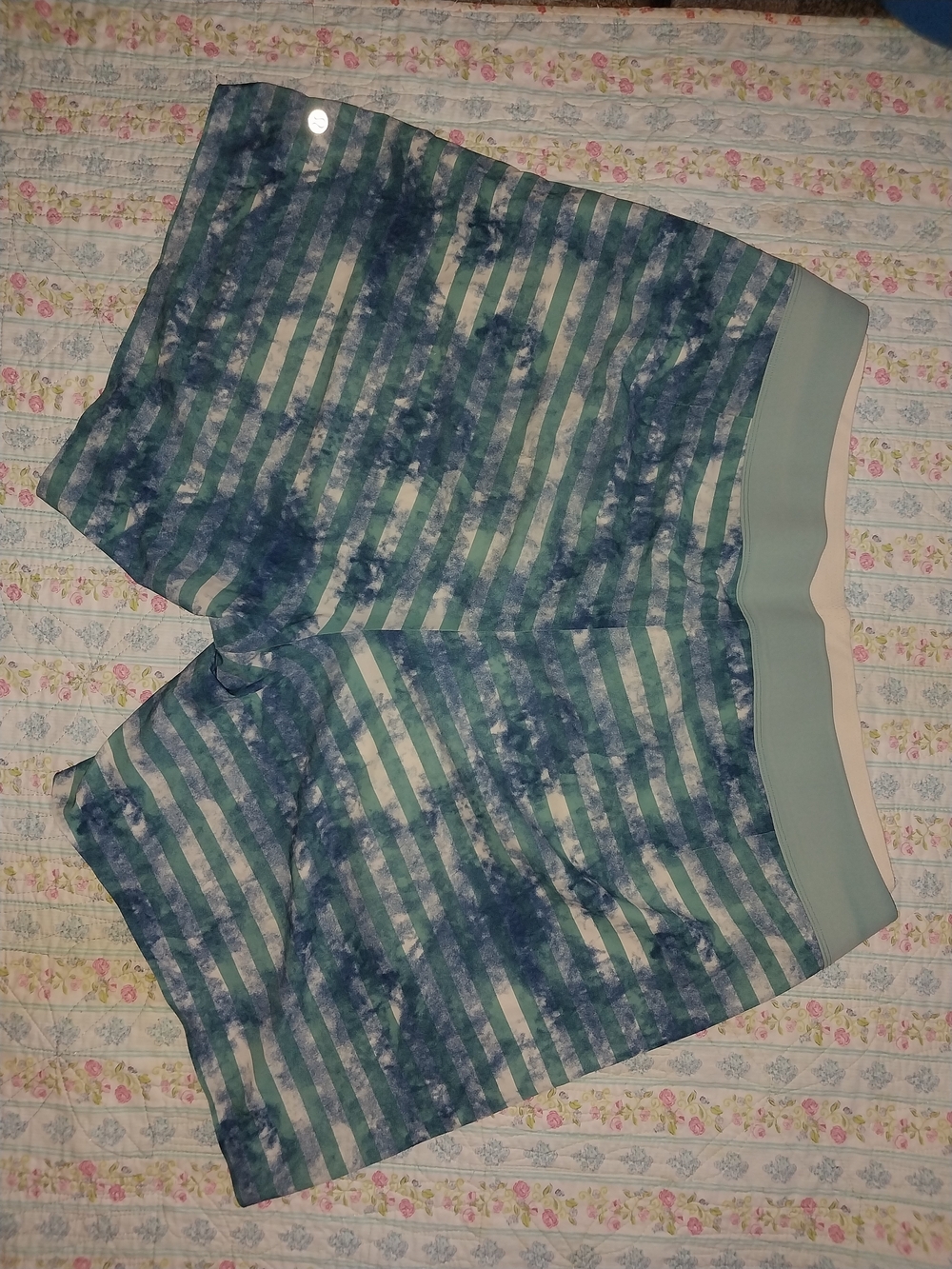 lululemon athletica Blue and Green Striped SWIM Shorts BOARD SHORTS
